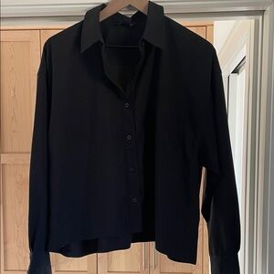 Athleta Black Long-Sleeve Button Front Blouse